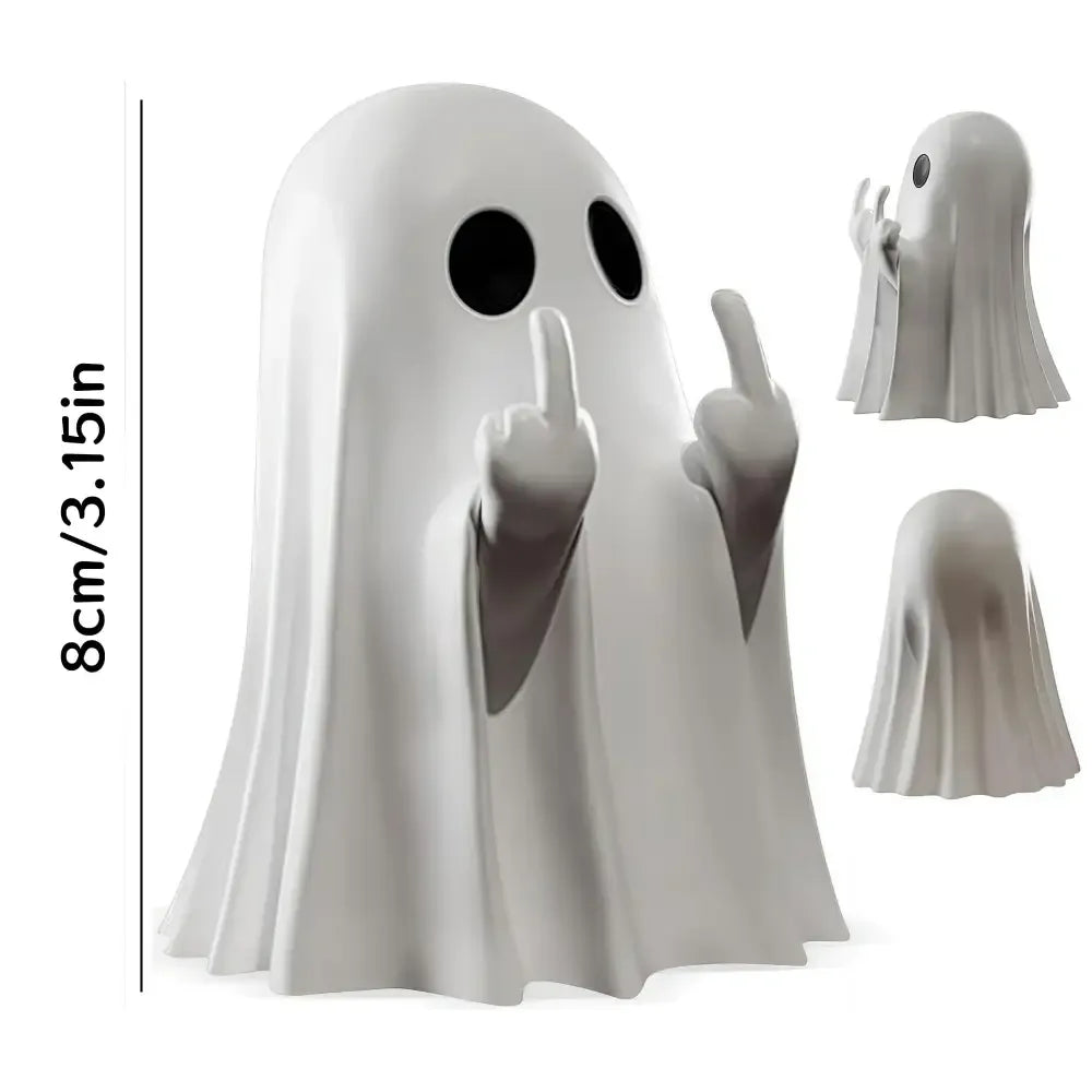 Cute Middle Finger Ghost Statue Funny Halloween Decor & Centerpiece