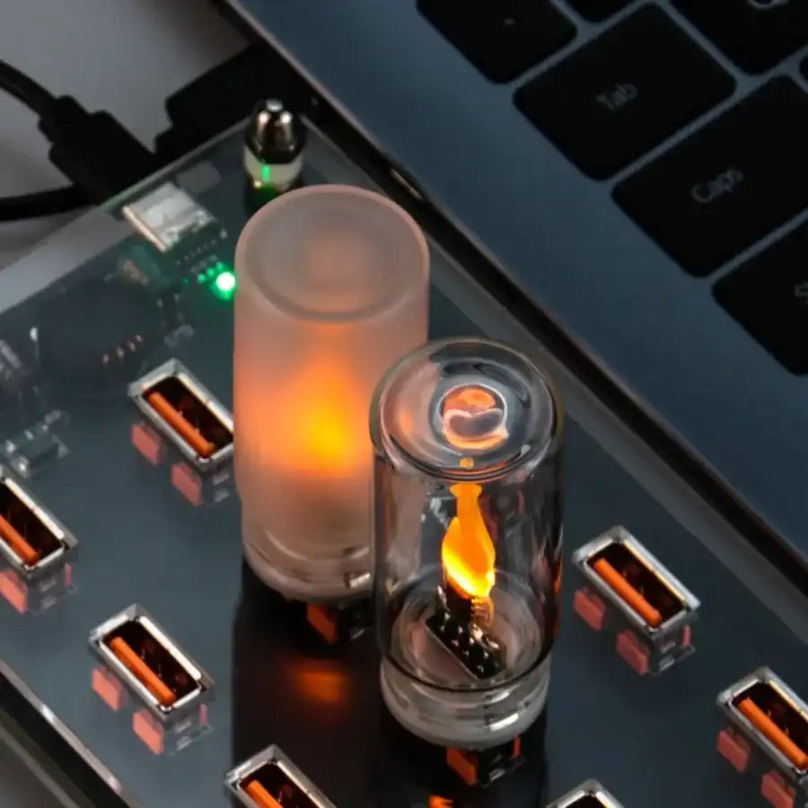 USB Flame LED Glass Candle light - Simulated Flickering Night Light