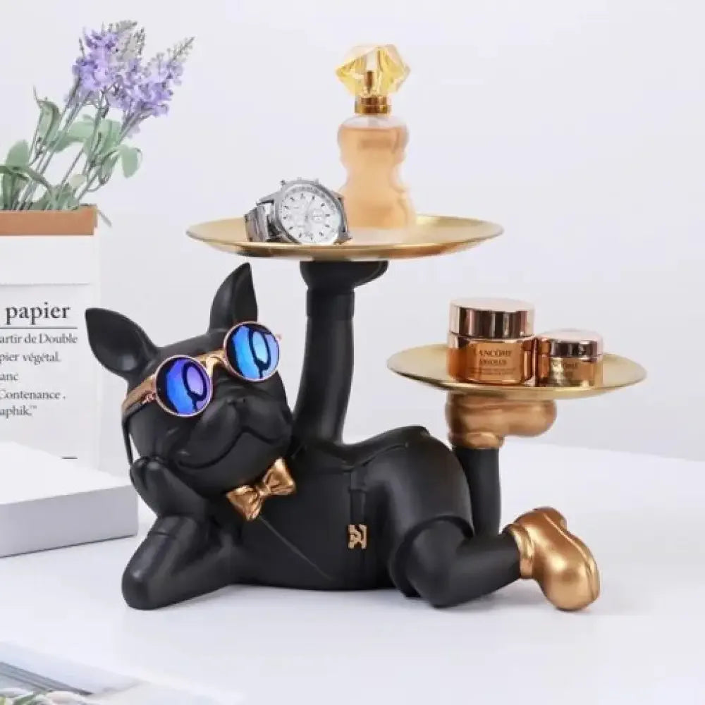 Decorative Statue French Bulldog Storage Figurine Key Holder