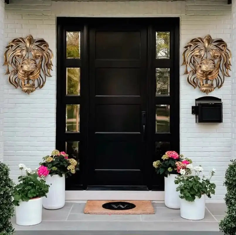 Gold Lion Head Wall Sculpture - Large Luxury Resin Art Decor