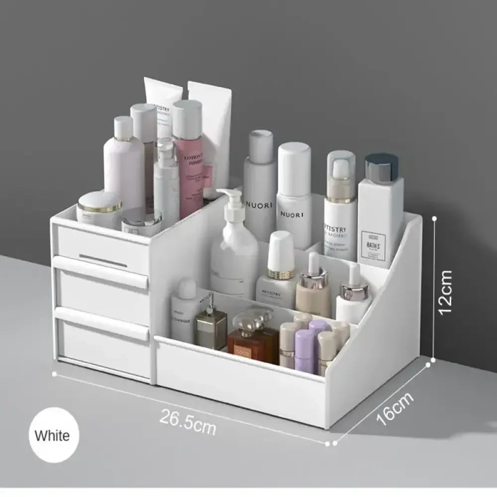 Desktop Cosmetics Storage Box | Large Capacity Desk & Dressing Table Organizer for Skincare & Makeup