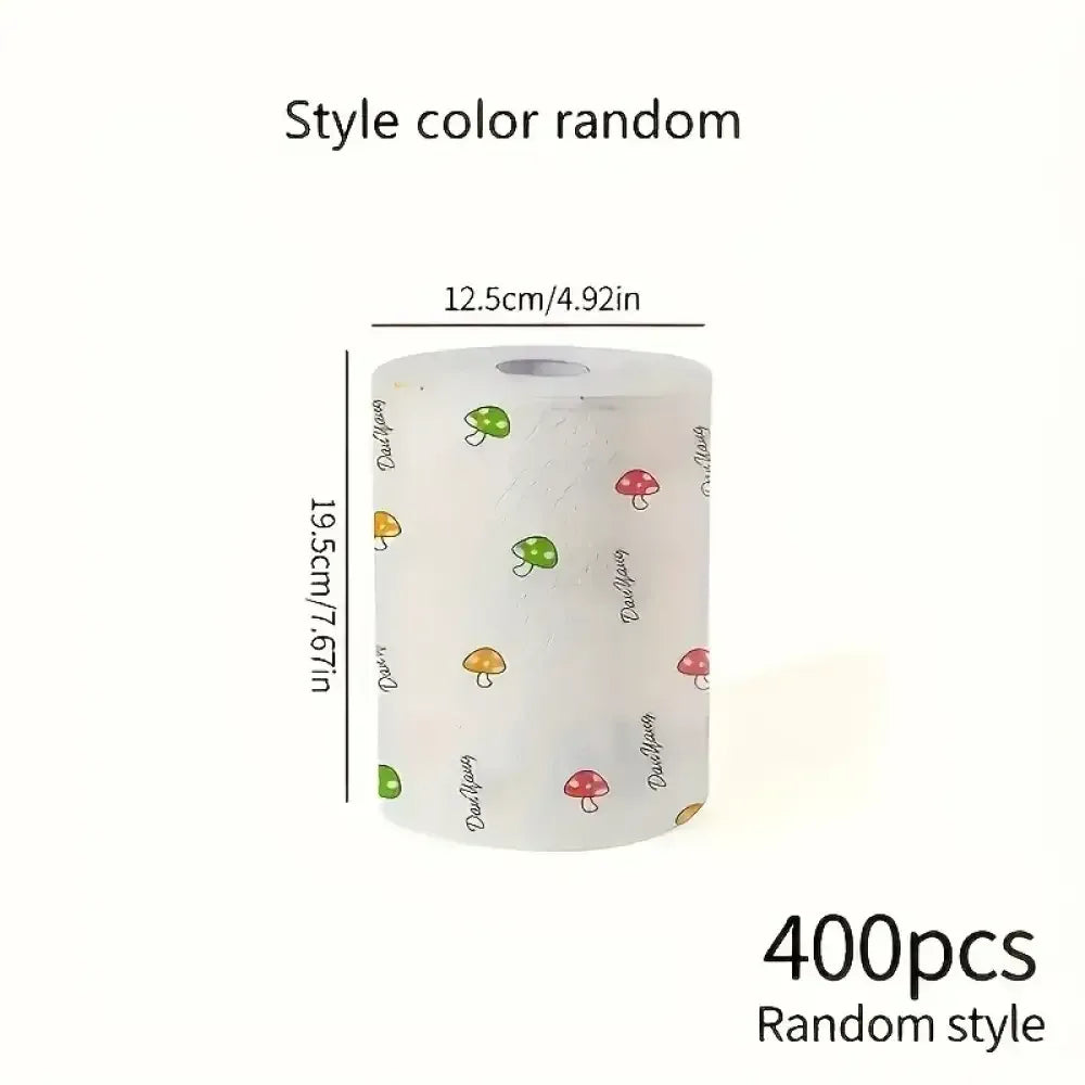Disposable Kitchen Lazy Cloth 1-Roll (400 Sheets) | Washable, Dry & Wet Dual-Use, Non-Stick Oil Towel
