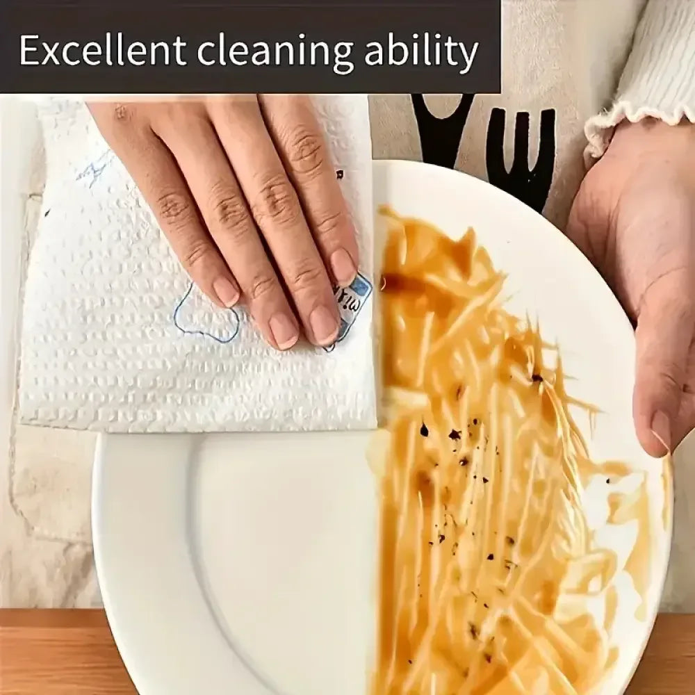 Disposable Kitchen Lazy Cloth 1-Roll (400 Sheets) | Washable, Dry & Wet Dual-Use, Non-Stick Oil Towel