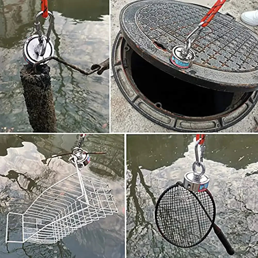 Double-Sided Neodymium Fishing & Salvage Magnet Hook | Heavy-Duty 150kg to 350kg Pull Force