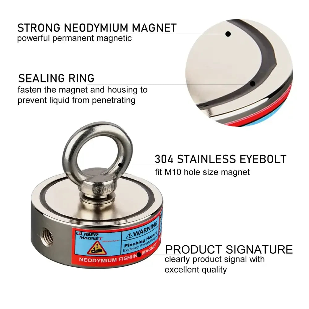 Double-Sided Neodymium Fishing & Salvage Magnet Hook | Heavy-Duty 150kg to 350kg Pull Force