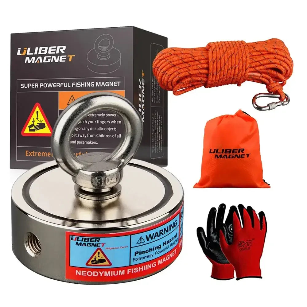 Double-Sided Neodymium Fishing & Salvage Magnet Hook | Heavy-Duty 150kg to 350kg Pull Force