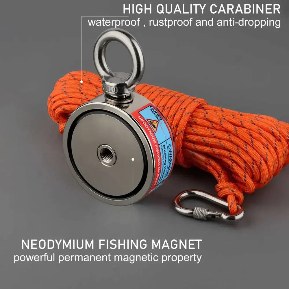 Double-Sided Neodymium Fishing & Salvage Magnet Hook | Heavy-Duty 150kg to 350kg Pull Force