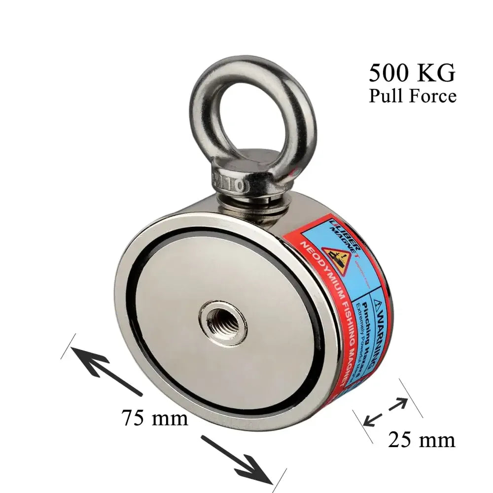 Double-Sided Neodymium Fishing & Salvage Magnet Hook | Heavy-Duty 150kg to 350kg Pull Force