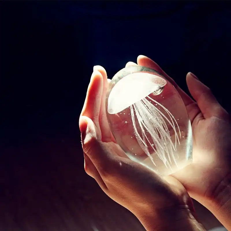 Handmade Glass Jellyfish Paperweight