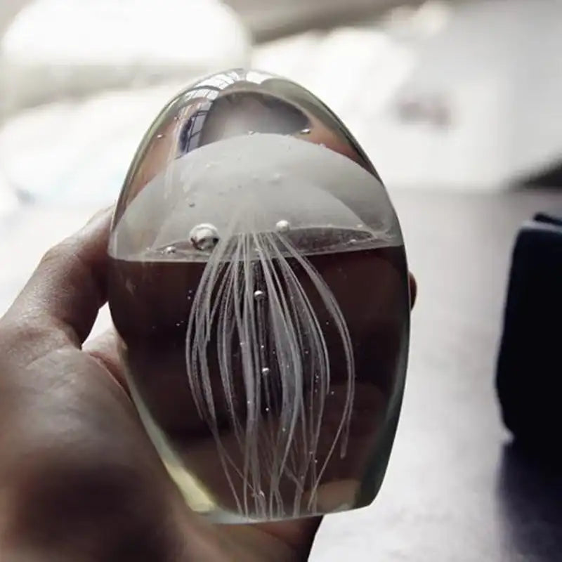 Handmade Glass Jellyfish Paperweight