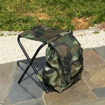 Travel Backpack Chair — 2-in-1 Steel Frame Folding Chair with 3-Pocket Backpack