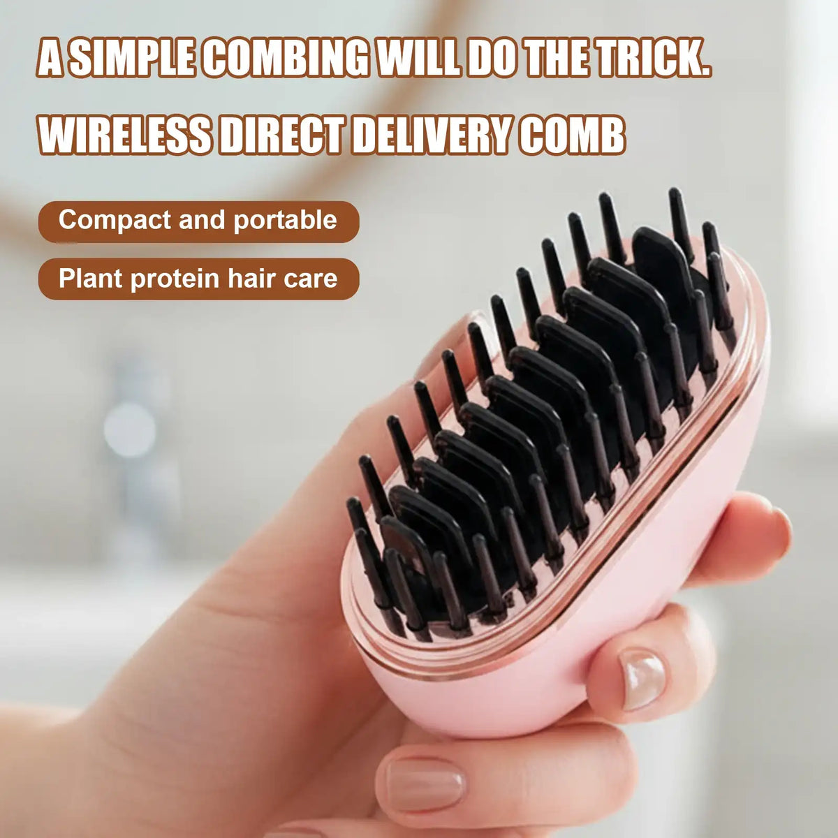Cordless Mini Hair Straightener Brush with 3-Heat Settings