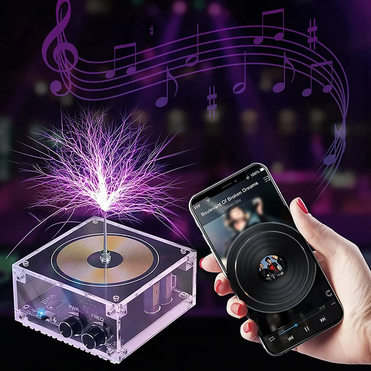 Bluetooth Music Tesla Coil Desktop Toy - Wireless Lightning Arc