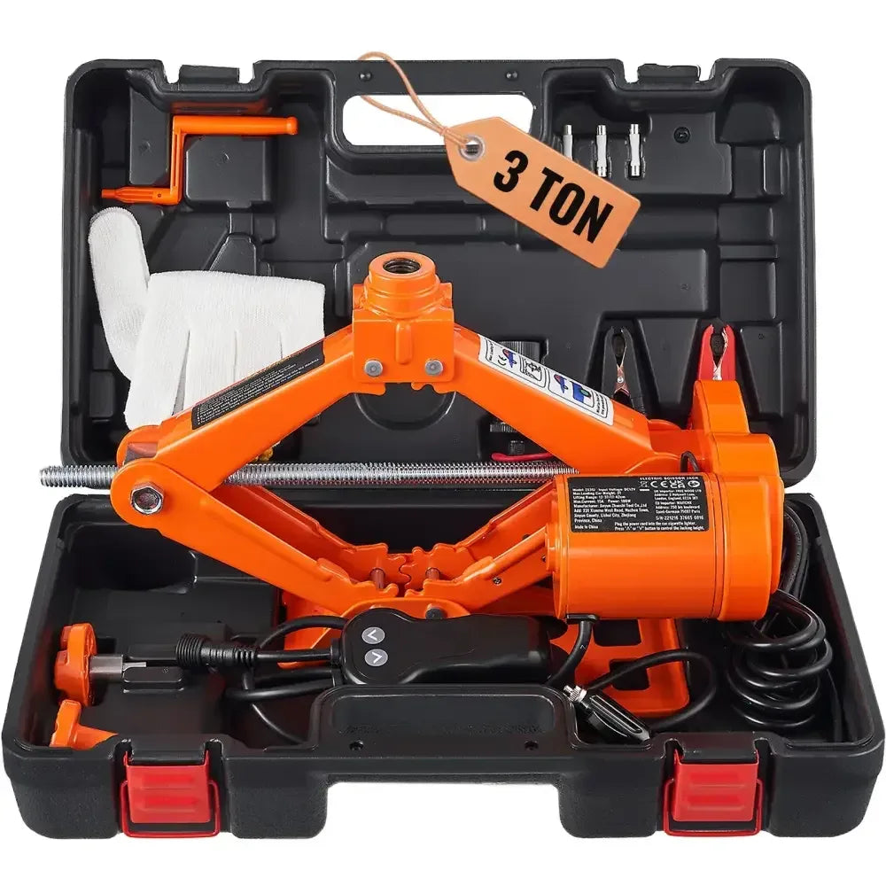 Electric Car Jack Kit 3T Scissor Jack with 12V Impact Wrench and Carrying Case