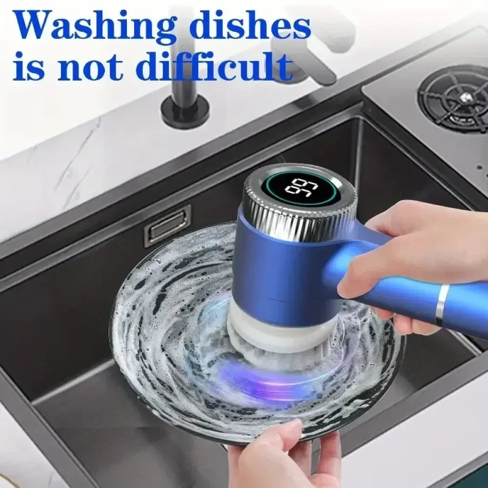 Electric Spin Scrubber with 5 Replaceable Brush Heads – Three-Speed Adjustable Handheld Rechargeable Shower Cleaning Brush