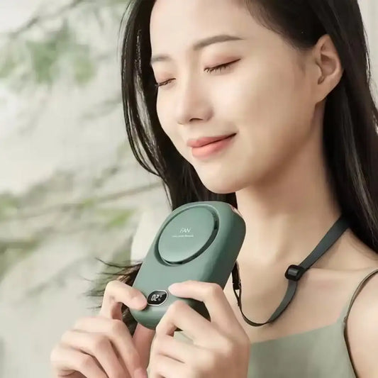 Rechargeable Portable Bladeless Neck Fan 3-Speed with LED Display