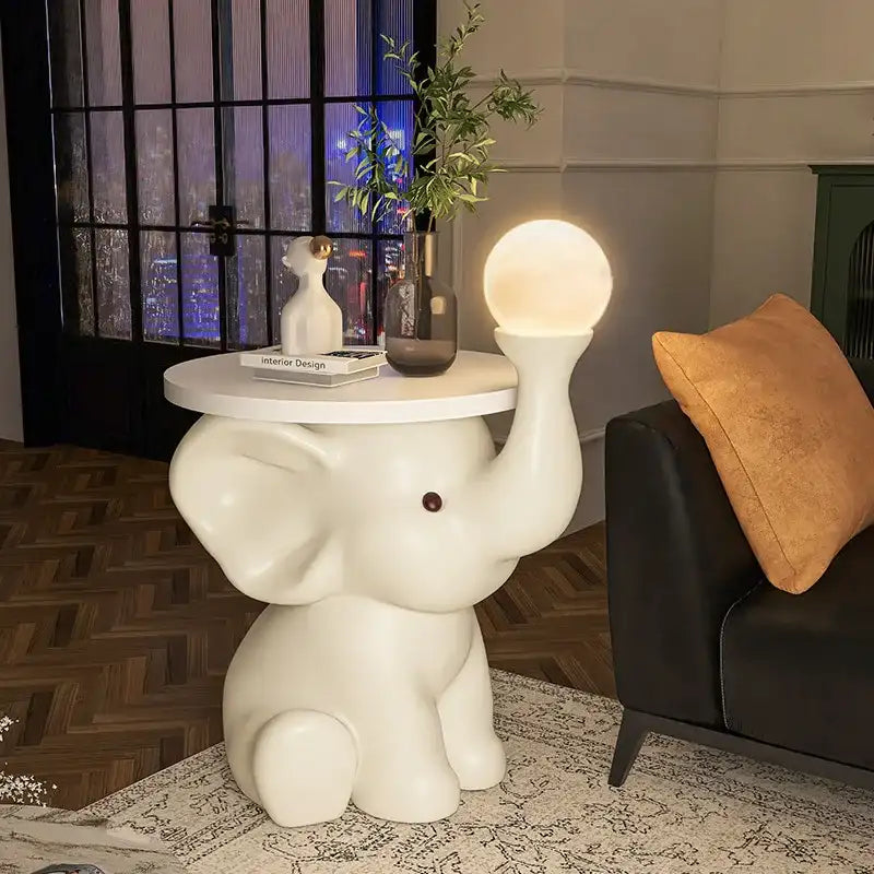 Elephant Side Table Lamp – Decorative Resin Accent Table