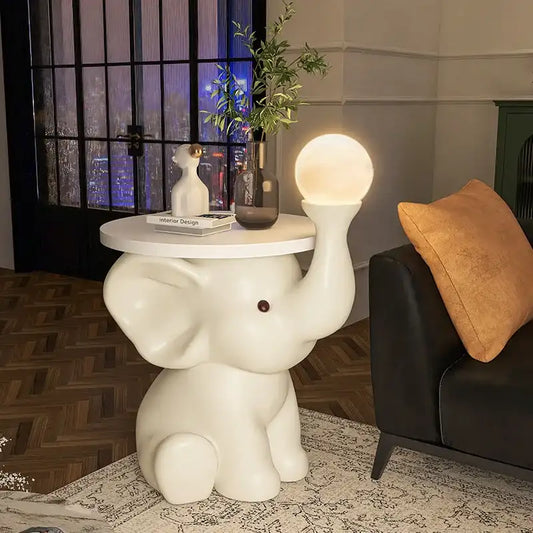 Elephant Side Table Lamp – Decorative Resin Accent Table