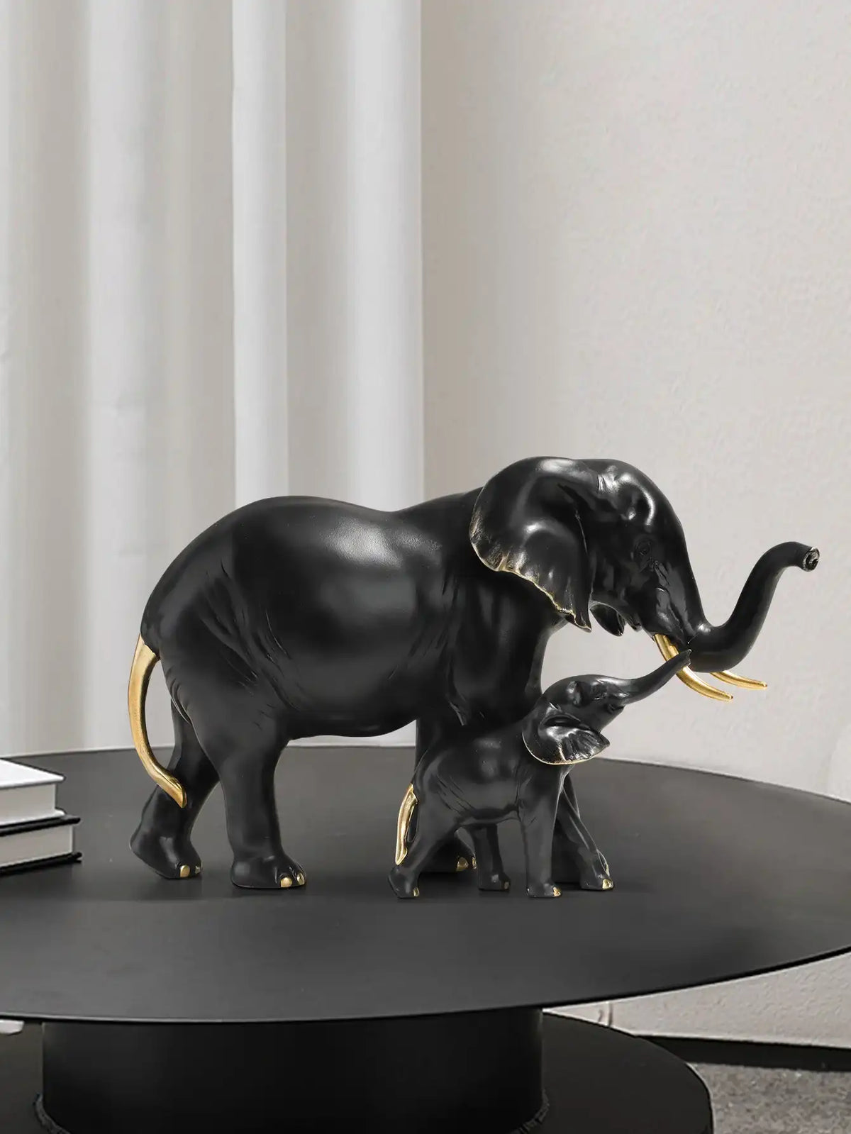 Mother and Child Elephant Resin Sculpture