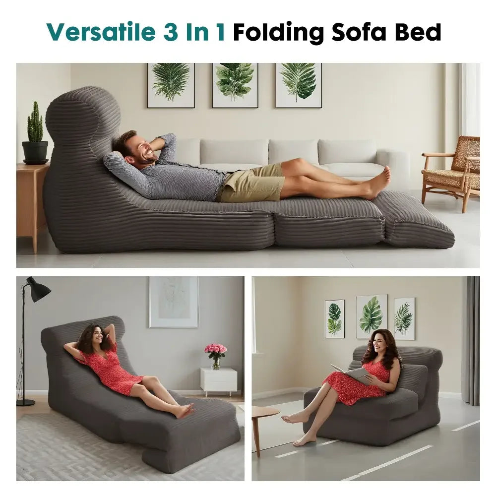 Ergonomic Folding Sofa Bed – Corduroy Convertible Sleeper Chair