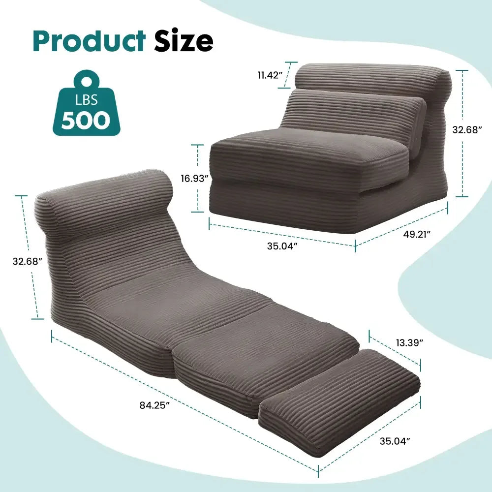 Ergonomic Folding Sofa Bed – Corduroy Convertible Sleeper Chair