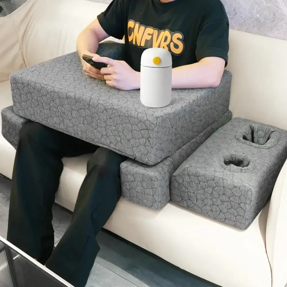 Extra Large Lap Desk Pillow with Cup Holder Gaming & Reading Arm Rest