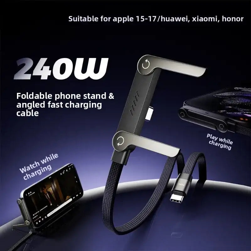 Type-C Fast Charging Cable with Foldable Phone Stand