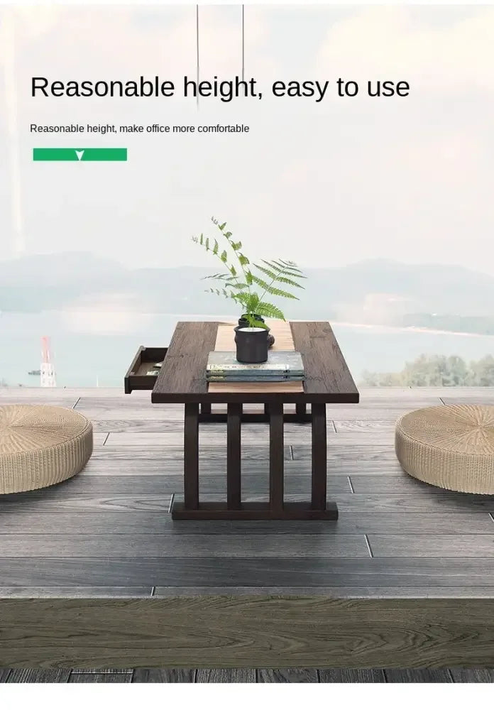 Foldable Low Tea Table – Japanese Tatami Bamboo Kang Table Bay Window