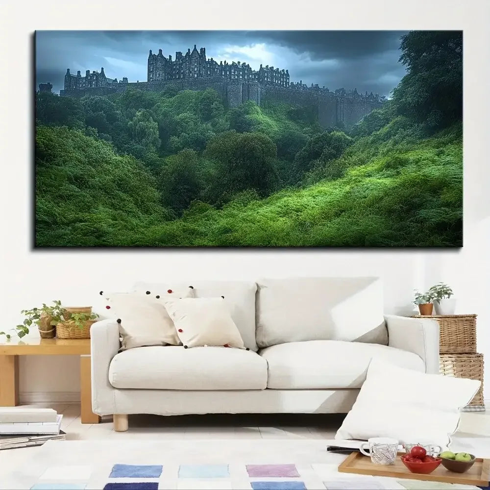 Forest Castle Canvas Wall Art 1.5" Thick Solid Pine Frame Home Decor