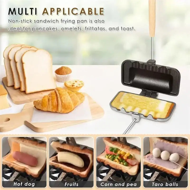 Double-Sided Non-Stick Sandwich Pan with Detachable Handle