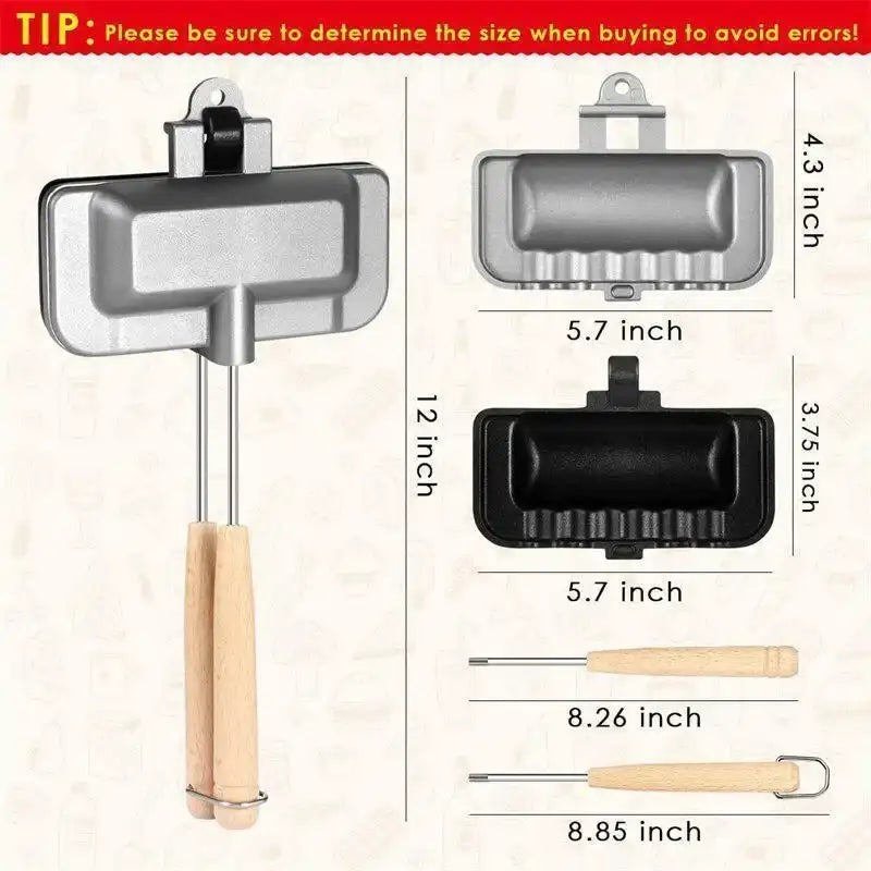 Double-Sided Non-Stick Sandwich Pan with Detachable Handle