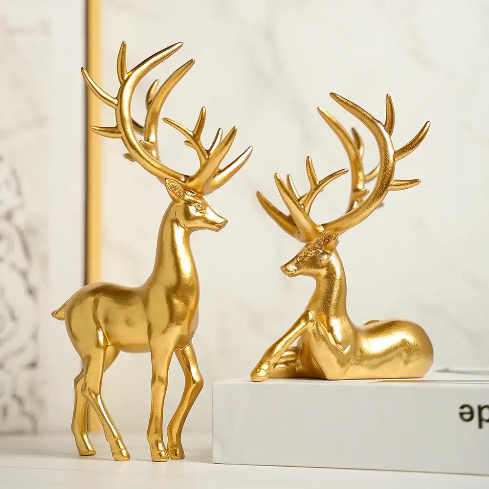 Luxury Elk Ornaments Set - Resin Deer Figurines