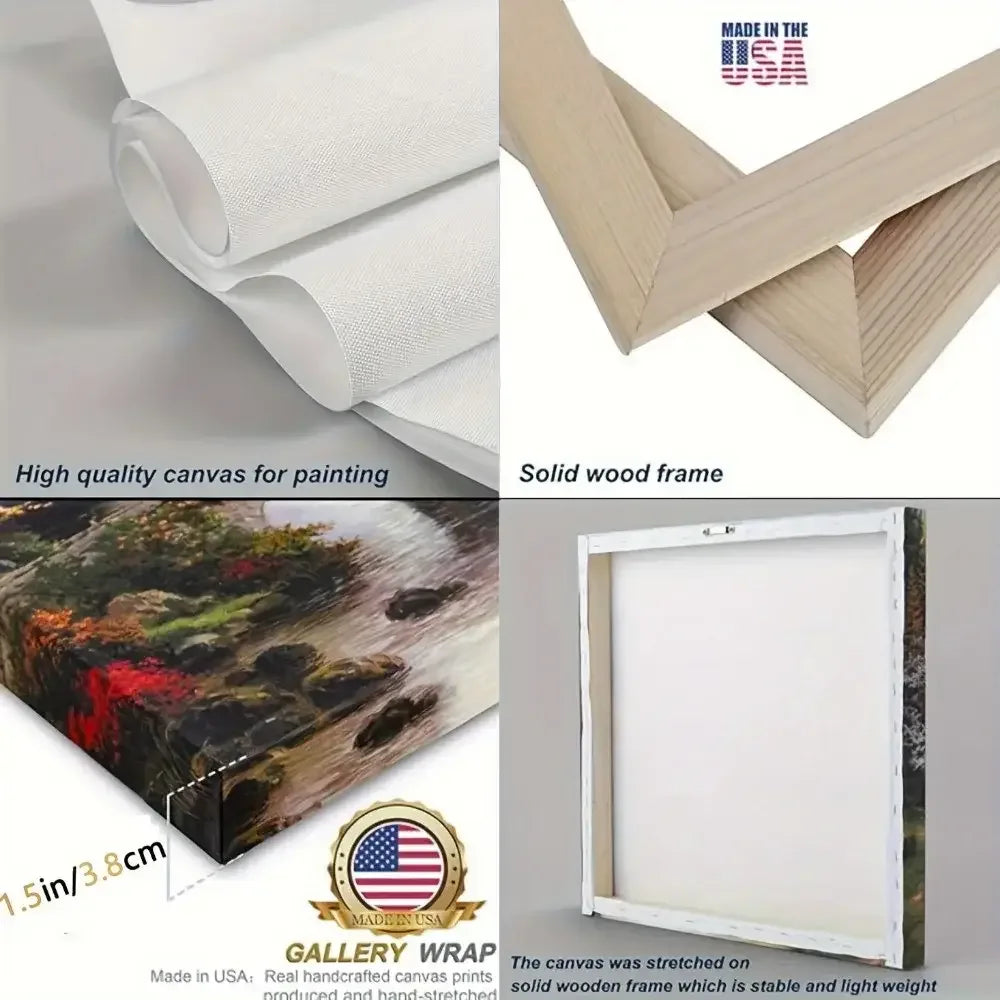 Great White Shark Canvas Wall Art 16x32" Thick Pine Solid Wood Frame