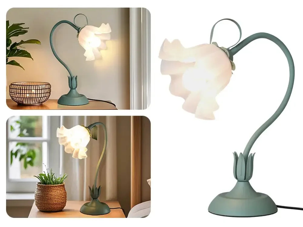 Green Vintage Flower Lamp 360° Adjustable LED Bedside Three-Tone Diamond Light