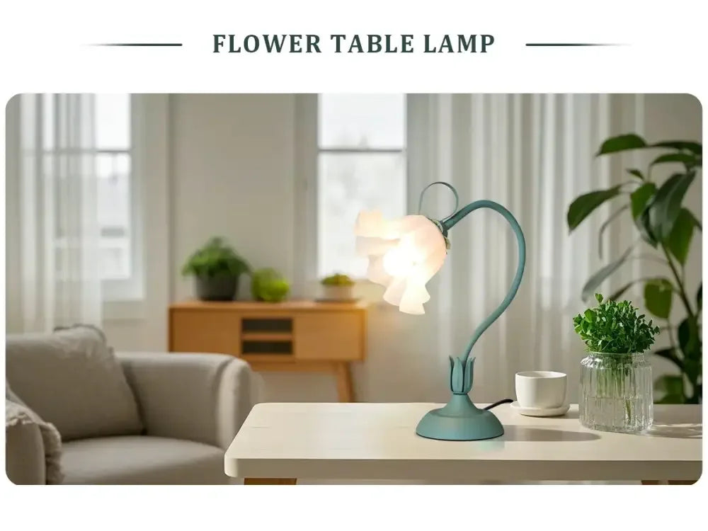 Green Vintage Flower Lamp 360° Adjustable LED Bedside Three-Tone Diamond Light