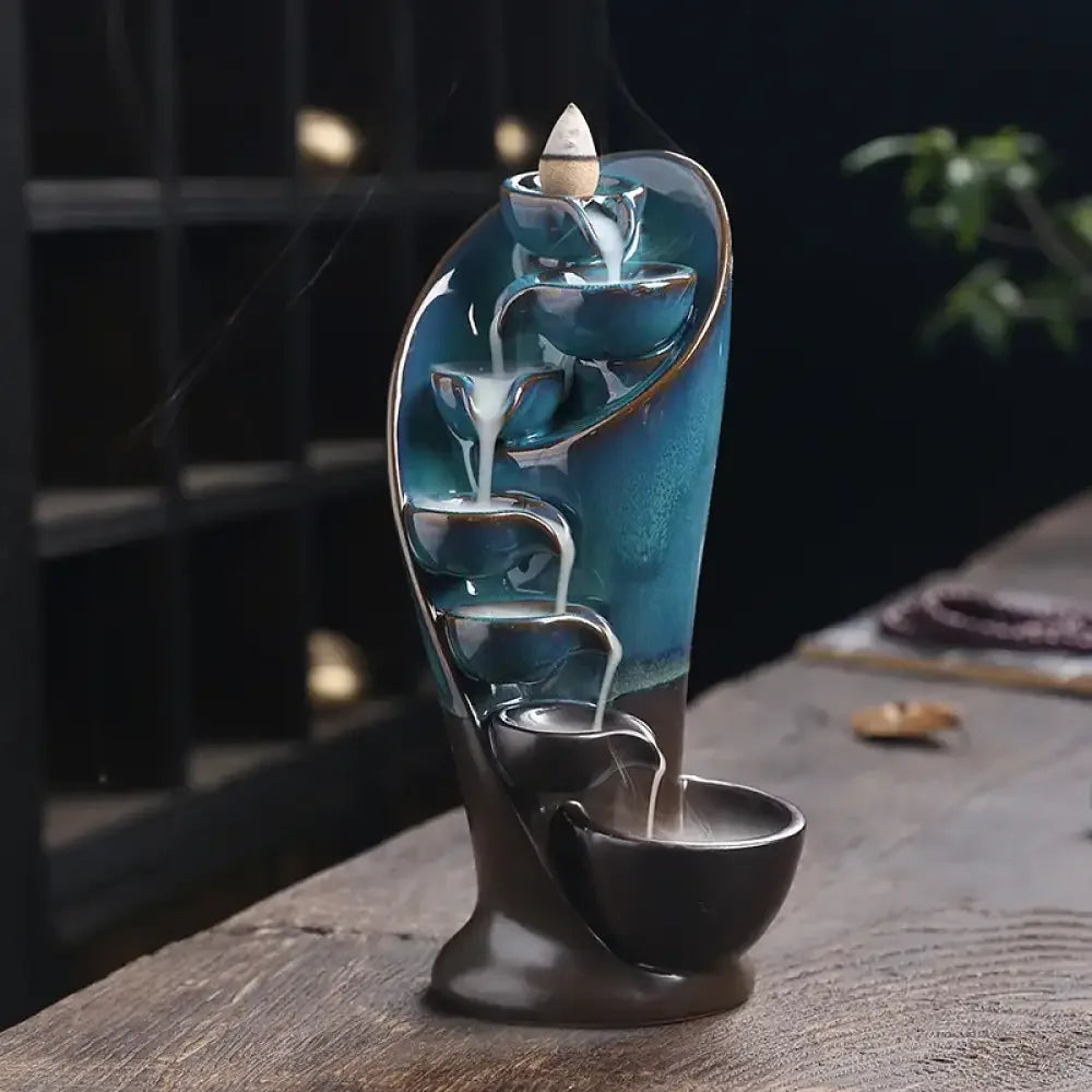 Handmade Torch Waterfall Incense Burner Ceramic Backflow Censer Home Decor