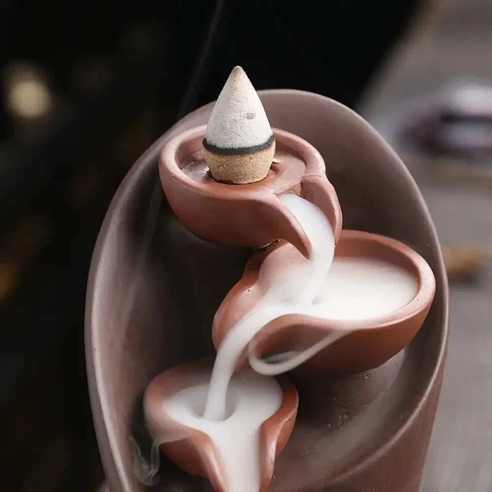 Handmade Torch Waterfall Incense Burner Ceramic Backflow Censer Home Decor