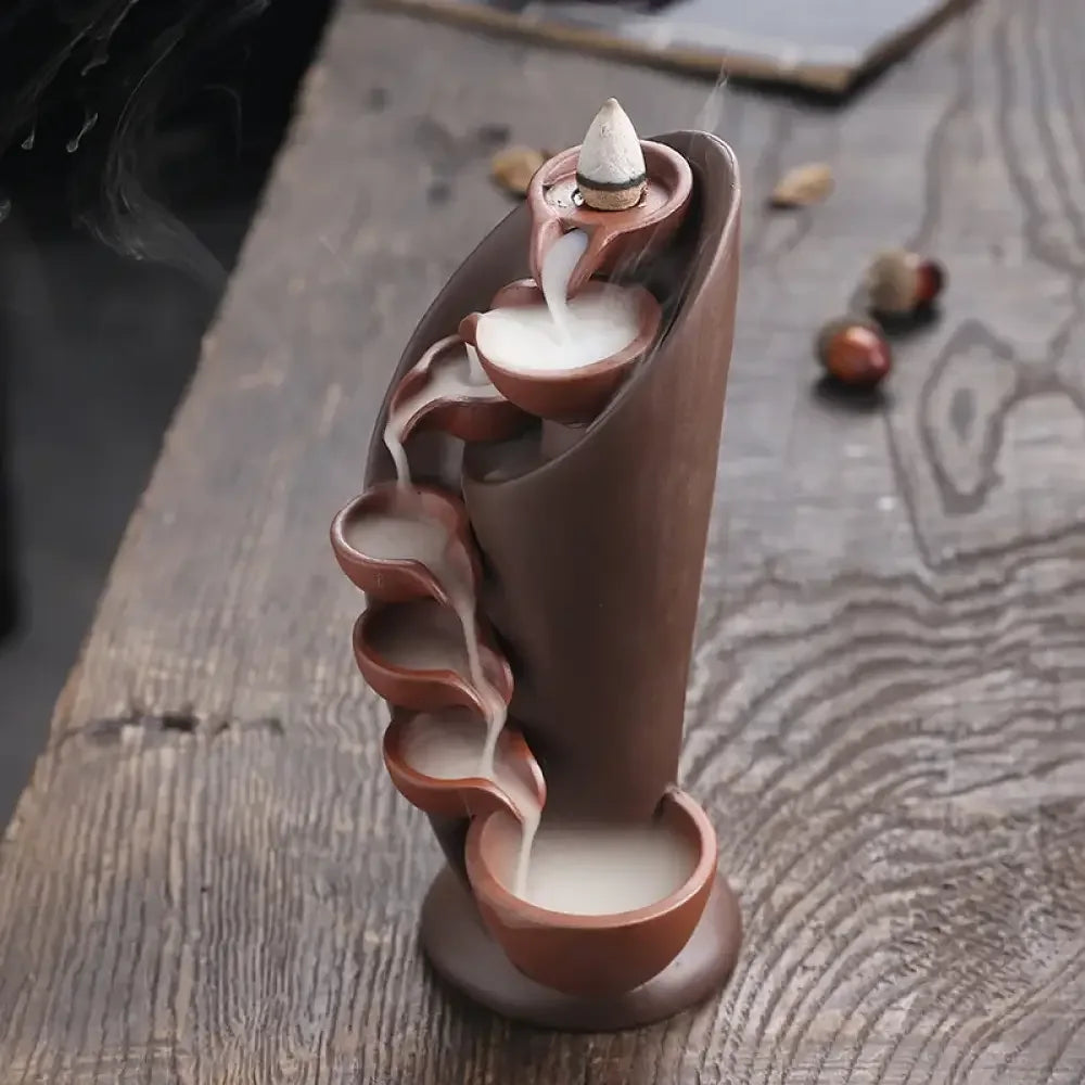Handmade Torch Waterfall Incense Burner Ceramic Backflow Censer Home Decor