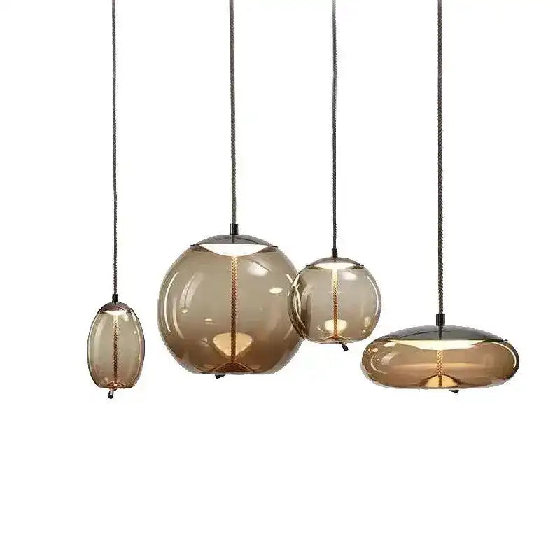 Nordic Glass LED Pendant Light – Smoked Glass & Rope