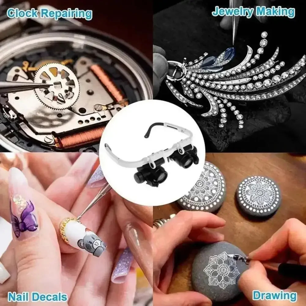 Headband Magnifying Glass with LED Light, Adjustable Jeweler Watch Repair Loupe 8X 15X 23X