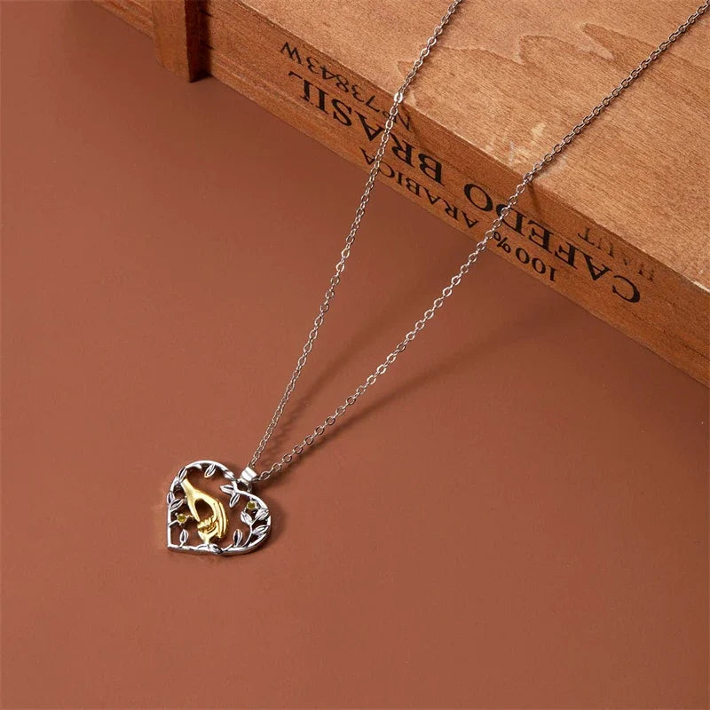 Mom & Daughter Moon Pendant Necklace – Love You Forever Heart Jewelry Gift