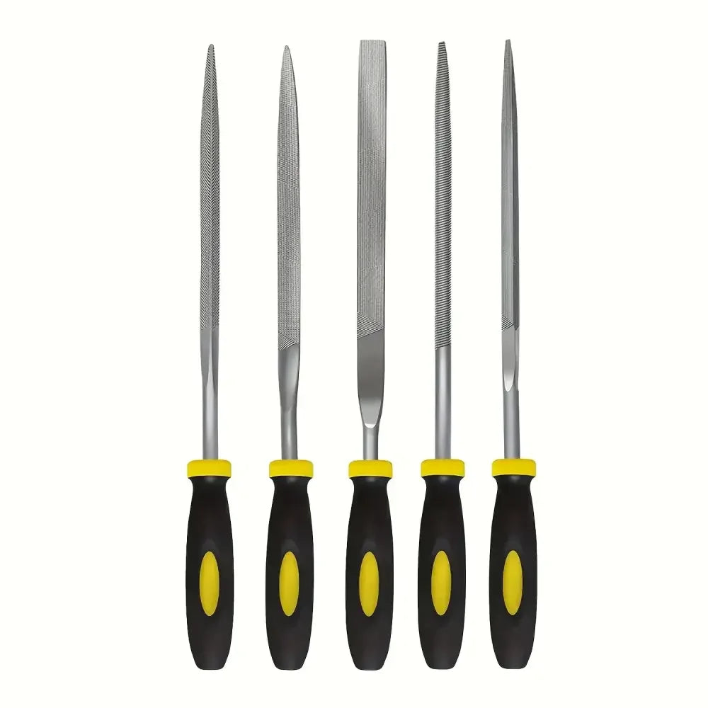 High-Carbon Steel Needle File Set | Mini Files with Ergonomic Non-Slip Handles for Wood, Plastic & Model Filing