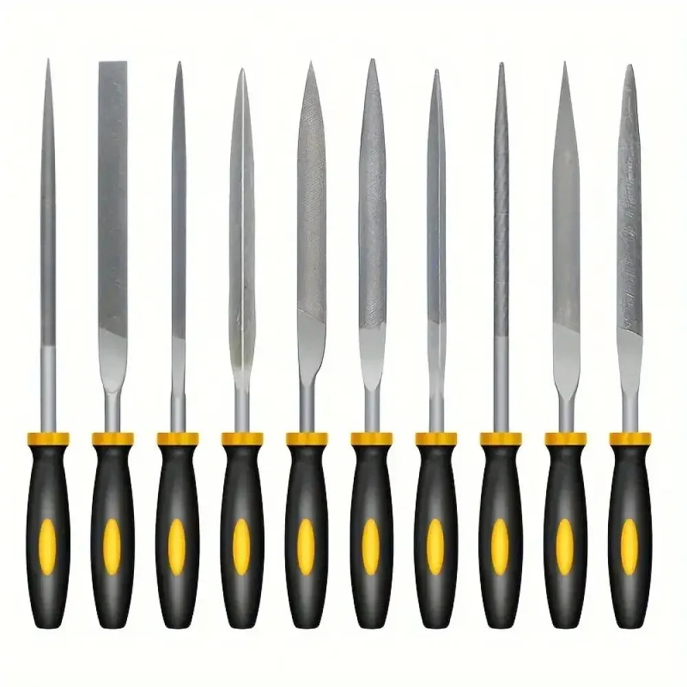 High-Carbon Steel Needle File Set | Mini Files with Ergonomic Non-Slip Handles for Wood, Plastic & Model Filing