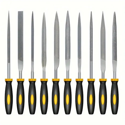 High-Carbon Steel Needle File Set | Mini Files with Ergonomic Non-Slip Handles for Wood, Plastic & Model Filing