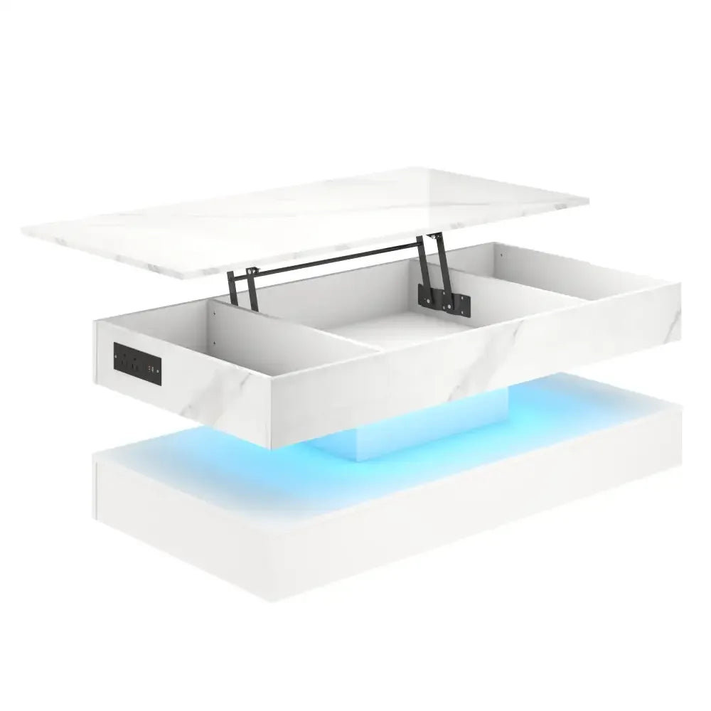 High Gloss LED Coffee Table – Open Shelf, Large Storage & App Control