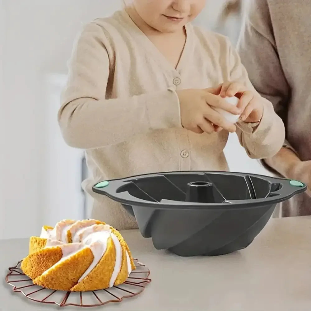 High-Quality Silicone Cyclone Cake Mold | Non-Stick, High-Temperature Resistant Oven Baking Pan