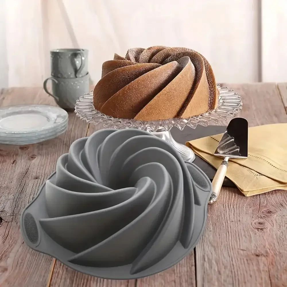 High-Quality Silicone Cyclone Cake Mold | Non-Stick, High-Temperature Resistant Oven Baking Pan