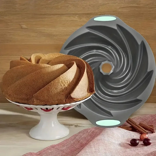High-Quality Silicone Cyclone Cake Mold | Non-Stick, High-Temperature Resistant Oven Baking Pan