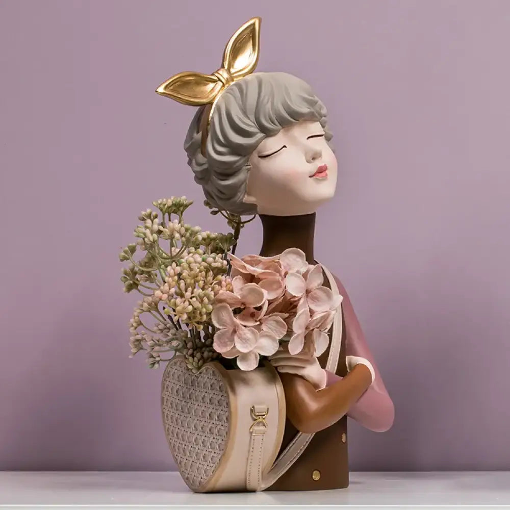 Home Decoration, Girl Figurine Miniature, Figure Statue, Flower Vase