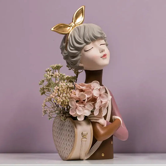 Home Decoration, Girl Figurine Miniature, Figure Statue, Flower Vase
